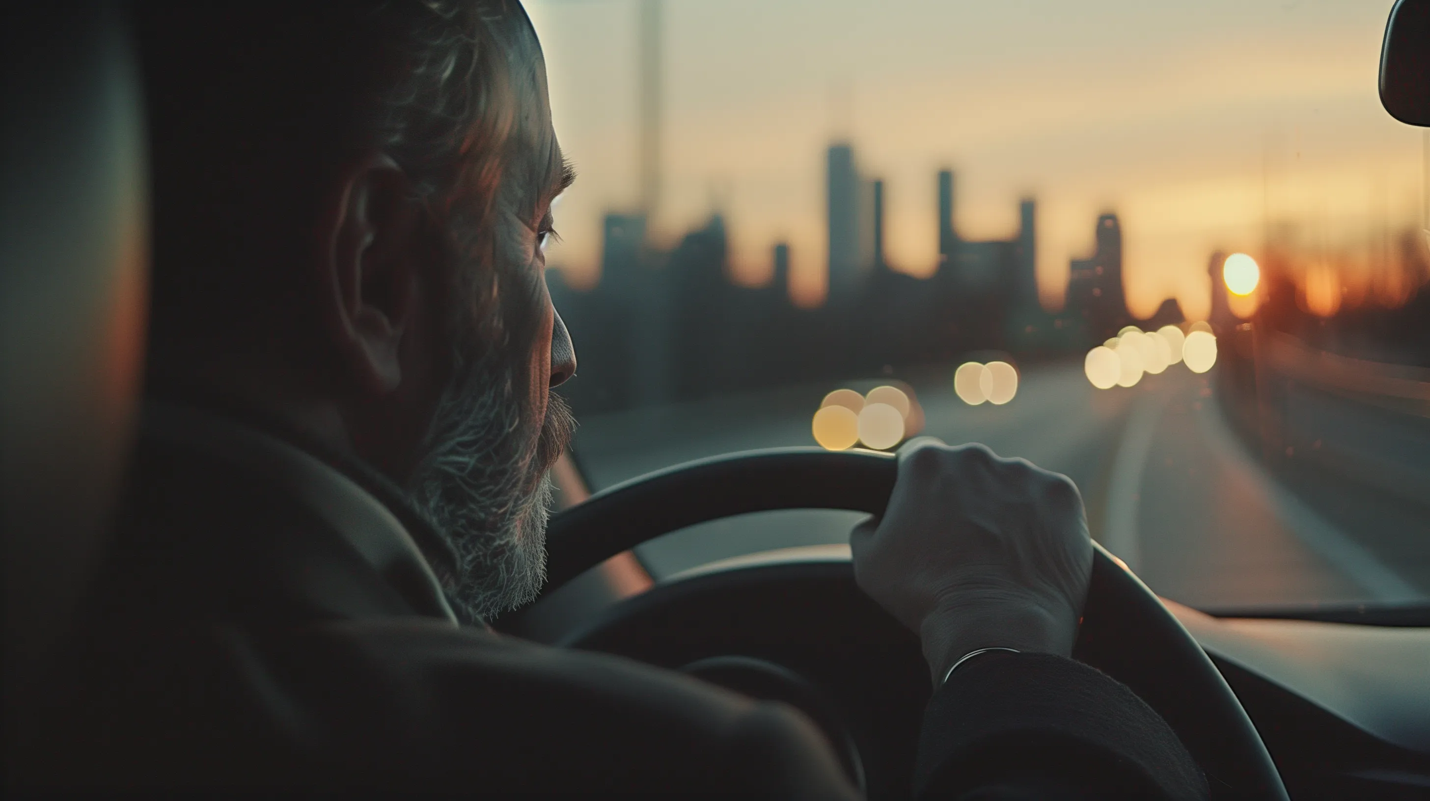 Commuter practicing stress management